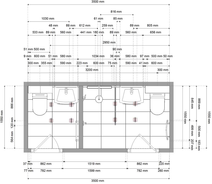Detailed floor plans for a new bathroom created by Room H2o in Wareham Dorset
